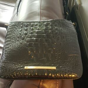 Brahmin Black Crossbody Bag with Crocodile Embossing
